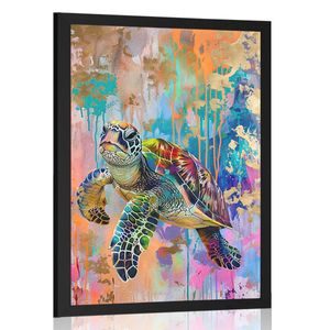 AFFICHE – TORTUE AVEC EFFET PEINTURE - TORTUES - AFFICHES