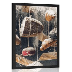 AFFICHE – PÂTISSERIES SUSPENDUES SUR UNE CORDE - AVEC UN MOTIF DE CUISINE - AFFICHES