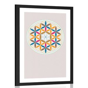 AFFICHE – MANDALA COLORÉ AVEC PASSE-PARTOUT - MOTIFS DE NOTRE ATELIER - AFFICHES