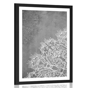 AFFICHE – ÉLÉMENTS FLORAUX DE MANDALAS EN NOIR ET BLANC - FENG SHUI - AFFICHES