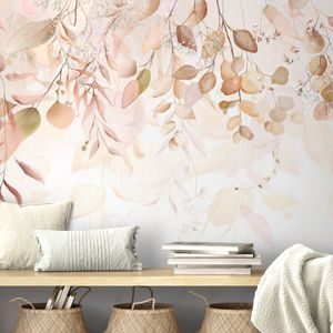 PAPIER PEINT – TOUCHE DÉLICATE DE LA NATURE EN BRUN - PAPIER PEINT FEUILLES - PAPIERS PEINTS PANORAMIQUES