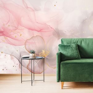 PAPIER PEINT AUTOCOLLANT – FLEURS ÉLÉGANTES AVEC TOUCHE ROSE ET DORÉE - PAPIER PEINT AUTOCOLLANT - PAPIERS PEINTS PANORAMIQUES