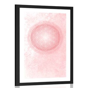 AFFICHE – MANDALA EN TONS DOUX AVEC PASSE-PARTOUT - MOTIFS DE NOTRE ATELIER - AFFICHES