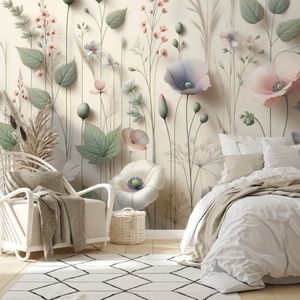 PAPIER PEINT – FLEURS DES CHAMPS PASTEL - PAPIERS PEINTS FLEURS - PAPIERS PEINTS PANORAMIQUES