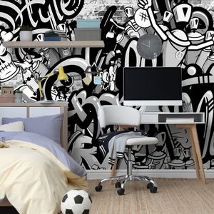 PAPIER PEINT – GRAFFITI STREET ART GRIS - PAPIERS PEINTS STREET ART - PAPIERS PEINTS PANORAMIQUES