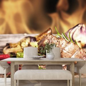 PAPIER PEINT PANORAMIQUE – STEAK DE BŒUF GRILLÉ - PAPIERS PEINTS NOURRITURE ET BOISSONS - PAPIERS PEINTS PANORAMIQUES