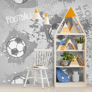PAPIER PEINT – BALLON DE FOOTBALL EN GRIS - PAPIERS PEINTS NOIR ET BLANC - PAPIERS PEINTS PANORAMIQUES