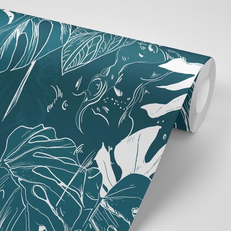 PAPIER PEINT – FEUILLES TROPICALES DE MONSTERA - PAPIERS PEINTS NATURE - PAPIERS PEINTS PANORAMIQUES