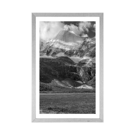 AFFICHE – PAYSAGE DE MONTAGNE MAJESTUEUX EN NOIR ET BLANC - NOIR ET BLANC - AFFICHES