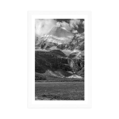 AFFICHE – PAYSAGE DE MONTAGNE MAJESTUEUX EN NOIR ET BLANC - NOIR ET BLANC - AFFICHES