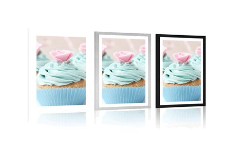 AFFICHE – CUPCAKES SUCRÉS ET COLORÉS - AVEC UN MOTIF DE CUISINE - AFFICHES