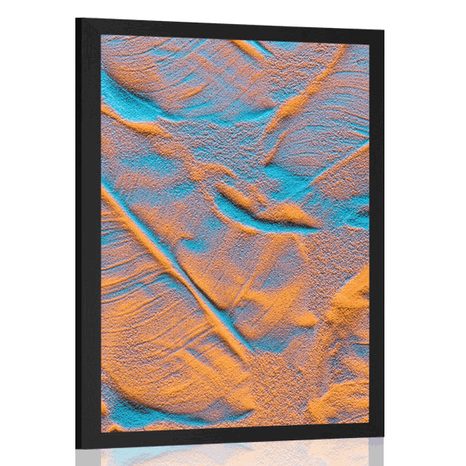 AFFICHE – TEXTURE DE FEUILLES SUR PLAGE DE SABLE - NATURE - AFFICHES