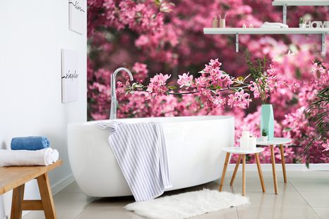 PAPIER PEINT PANORAMIQUE – DÉTAIL DES FLEURS DE CERISIER - PAPIERS PEINTS NATURE - PAPIERS PEINTS PANORAMIQUES