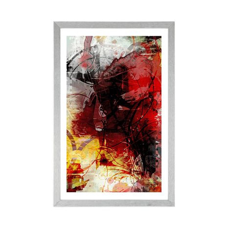 AFFICHE AVEC PASSE-PARTOUT – PEINTURE MÉDIATIQUE MODERNE - ABSTRAIT ET À MOTIFS - AFFICHES