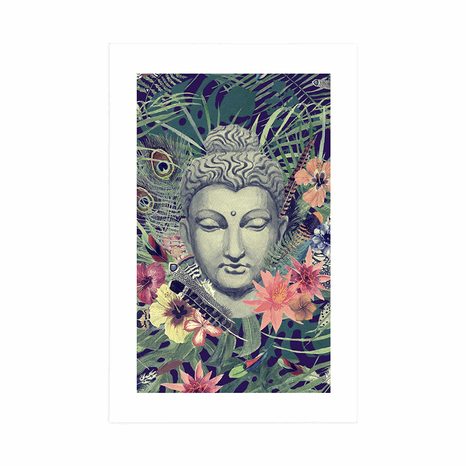 AFFICHE AVEC PASSE-PARTOUT – BOUDDHA SUR FOND EXOTIQUE - FENG SHUI - AFFICHES