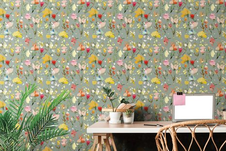 PAPIER PEINT – FLEURS PEINTES ABSTRAITES - PAPIERS PEINTS FLEURS - PAPIERS PEINTS PANORAMIQUES