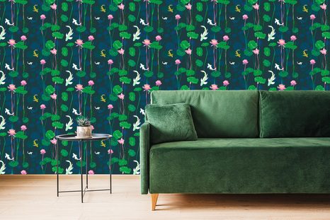 PAPIER PEINT – NÉNUPHARS ET CARPES KOI - PAPIERS PEINTS ANIMAUX - PAPIERS PEINTS PANORAMIQUES