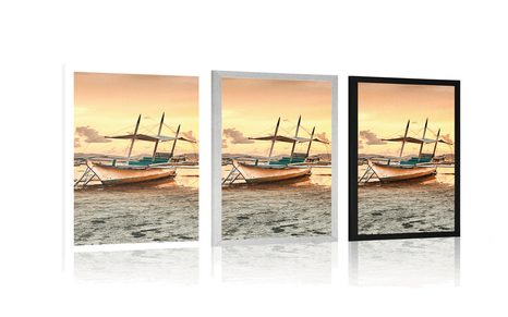 AFFICHE – BARQUES AU COUCHER DU SOLEIL - NATURE - AFFICHES