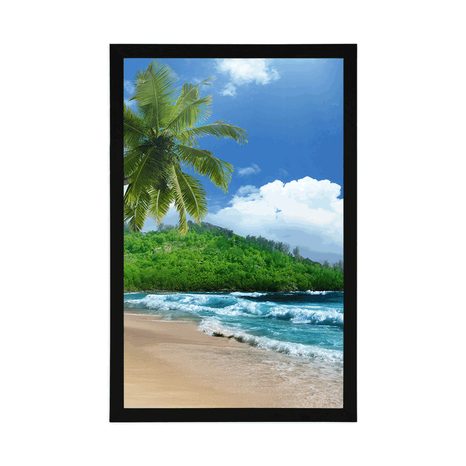 AFFICHE – MAGNIFIQUE PLAGE SUR L'ÎLE DES SEYCHELLES - NATURE - AFFICHES