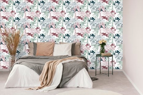 PAPIER PEINT – FEUILLES DE MONSTERA COLORÉES - PAPIERS PEINTS NATURE - PAPIERS PEINTS PANORAMIQUES