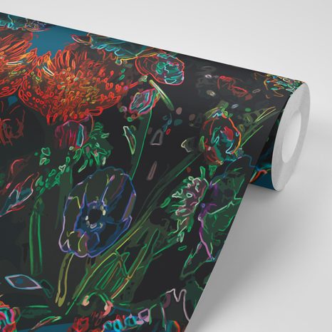 PAPIER PEINT – FORÊT MYSTÉRIEUSE SUR FOND BLEU - PAPIERS PEINTS NATURE - PAPIERS PEINTS PANORAMIQUES