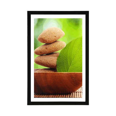 AFFICHE – PIERRES ZEN ET LETTRE DANS UN BOL - FENG SHUI - AFFICHES