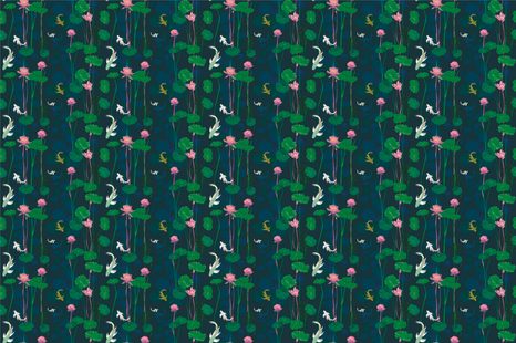 PAPIER PEINT – NÉNUPHARS ET CARPES KOI - PAPIERS PEINTS ANIMAUX - PAPIERS PEINTS PANORAMIQUES