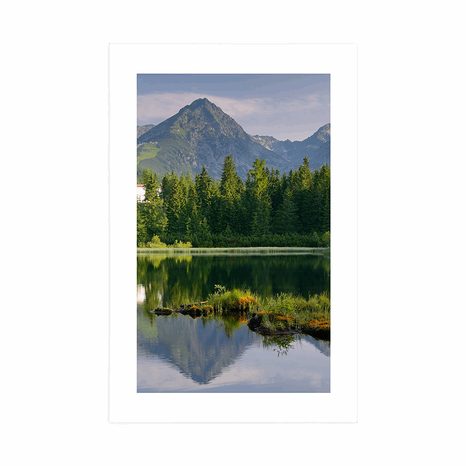 AFFICHE AVEC PASSE-PARTOUT – PANORAMA MAGNIFIQUE DES MONTAGNES AU BORD DU LAC - NATURE - AFFICHES