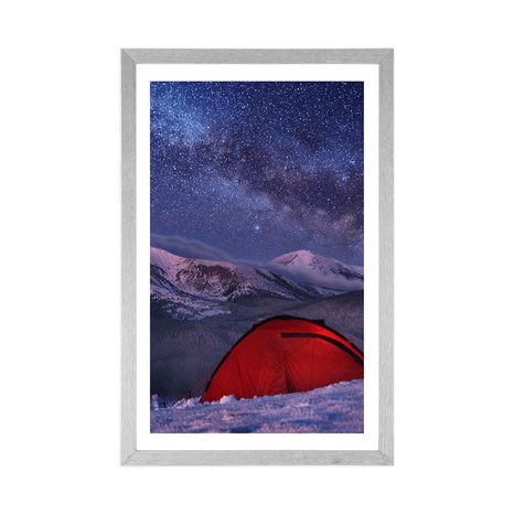 AFFICHE AVEC PASSE-PARTOUT – TENTE SOUS LE CIEL NOCTURNE - NATURE - AFFICHES