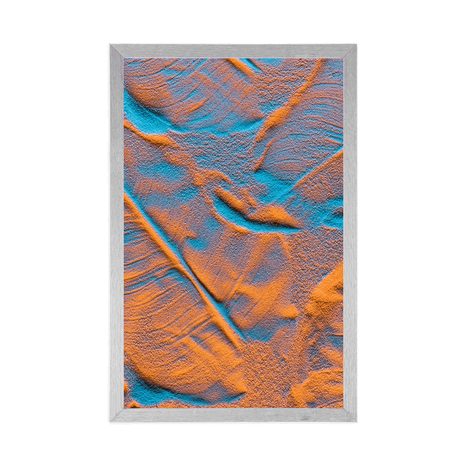 AFFICHE – TEXTURE DE FEUILLES SUR PLAGE DE SABLE - NATURE - AFFICHES
