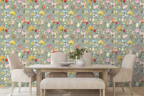 PAPIER PEINT – FLEURS PEINTES ABSTRAITES - PAPIERS PEINTS FLEURS - PAPIERS PEINTS PANORAMIQUES