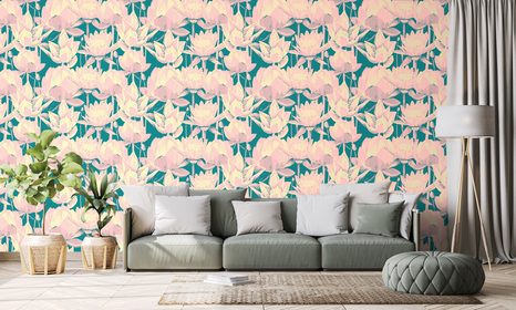 PAPIER PEINT – NÉNUPHAR ROMANTIQUE - PAPIERS PEINTS FLEURS - PAPIERS PEINTS PANORAMIQUES