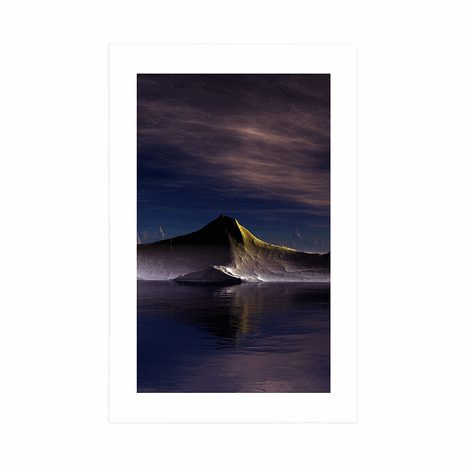 AFFICHE AVEC PASSE-PARTOUT – MONTAGNES FUTURISTES - L'UNIVERS ET LES ÉTOILES - AFFICHES