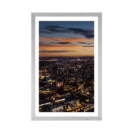 AFFICHE AVEC PASSE-PARTOUT – VUE AÉRIENNE DE LONDRES - VILLES - AFFICHES