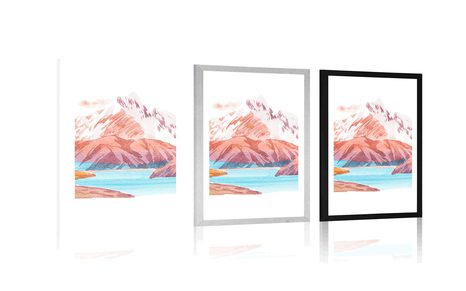 AFFICHE AVEC PASSE-PARTOUT – BEAU PAYSAGE DE MONTAGNE - NATURE - AFFICHES