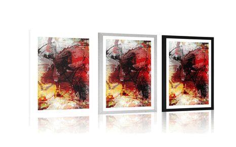 AFFICHE AVEC PASSE-PARTOUT – PEINTURE MÉDIATIQUE MODERNE - ABSTRAIT ET À MOTIFS - AFFICHES