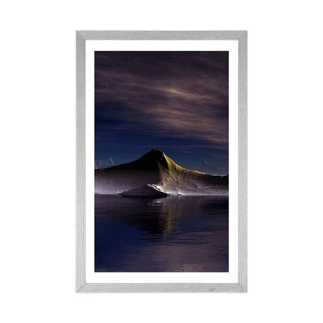 AFFICHE AVEC PASSE-PARTOUT – MONTAGNES FUTURISTES - L'UNIVERS ET LES ÉTOILES - AFFICHES