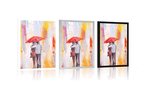 AFFICHE – PROMENADE SOUS LA PLUIE - AMOUR - AFFICHES