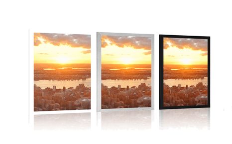 AFFICHE – COUCHER DE SOLEIL SUR LA VILLE DE NEW YORK - VILLES - AFFICHES