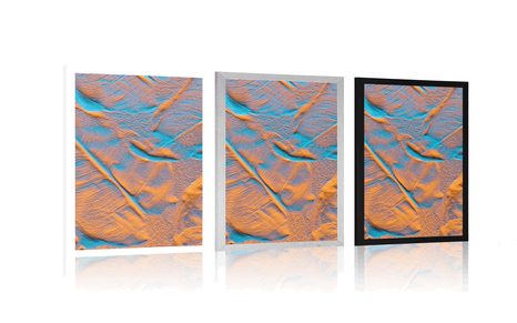 AFFICHE – TEXTURE DE FEUILLES SUR PLAGE DE SABLE - NATURE - AFFICHES