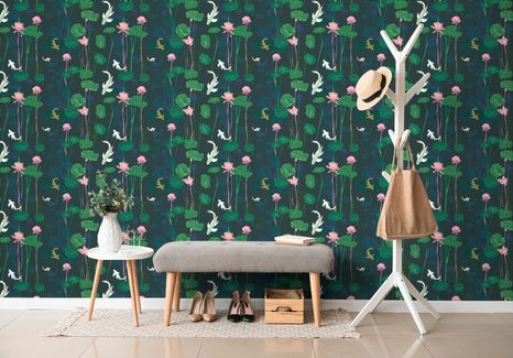 PAPIER PEINT – NÉNUPHARS ET CARPES KOI - PAPIERS PEINTS ANIMAUX - PAPIERS PEINTS PANORAMIQUES