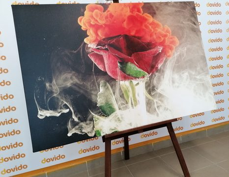 TABLEAU SUR TOILE – ROSE AVEC DES ÉLÉMENTS ABSTRAITS - TABLEAUX DE FLEURS - TABLEAUX