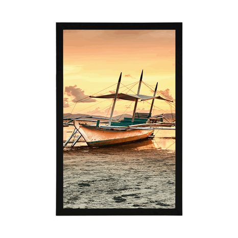 AFFICHE – BARQUES AU COUCHER DU SOLEIL - NATURE - AFFICHES