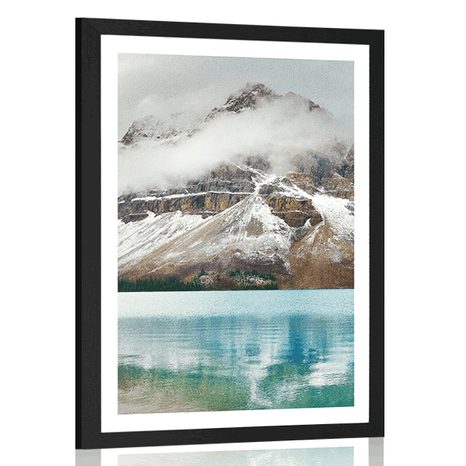 AFFICHE AVEC PASSE-PARTOUT – LAC PRÈS DE LA MONTAGNE MAGNIFIQUE - NATURE - AFFICHES