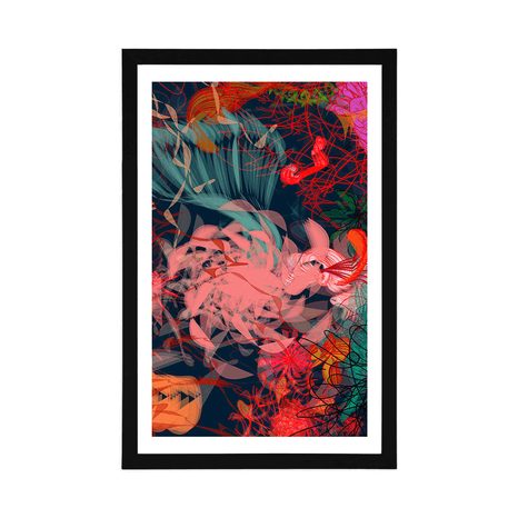 AFFICHE AVEC PASSE-PARTOUT – FLEURS ABSTRAITES - ABSTRAIT ET À MOTIFS - AFFICHES