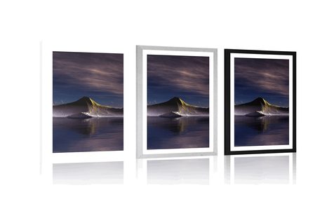 AFFICHE AVEC PASSE-PARTOUT – MONTAGNES FUTURISTES - L'UNIVERS ET LES ÉTOILES - AFFICHES