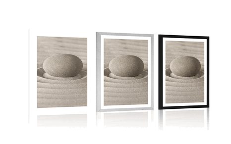 AFFICHE AVEC PASSE-PARTOUT – PIERRE RELAXANTE - FENG SHUI - AFFICHES