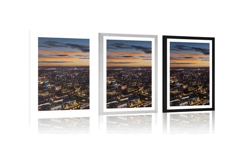 AFFICHE AVEC PASSE-PARTOUT – VUE AÉRIENNE DE LONDRES - VILLES - AFFICHES