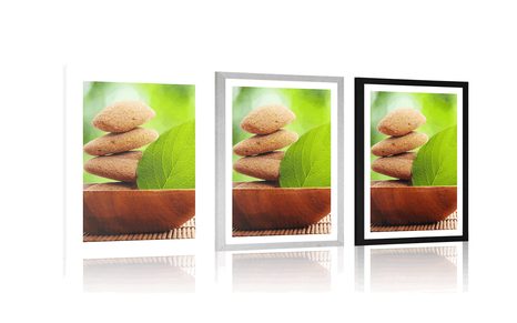 AFFICHE – PIERRES ZEN ET LETTRE DANS UN BOL - FENG SHUI - AFFICHES