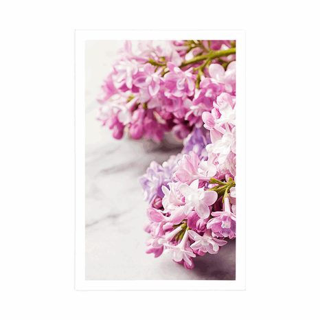 AFFICHE – LILAS SUR MARBRE - FLEURS - AFFICHES